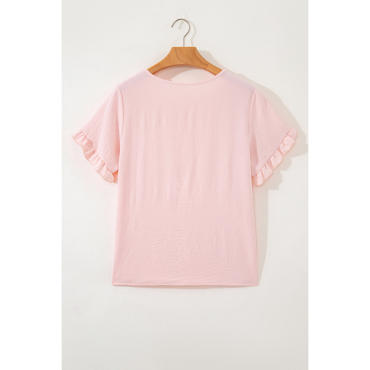 Light Pink Ruffle-Sleeve Everyday Blouse in Light Pink - back view