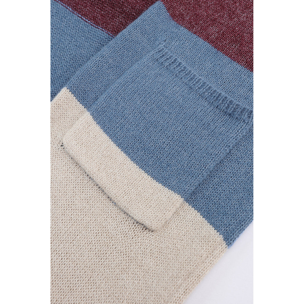 Multicolor Longline Colorblock Cardigan in Multicolor - pocket detail