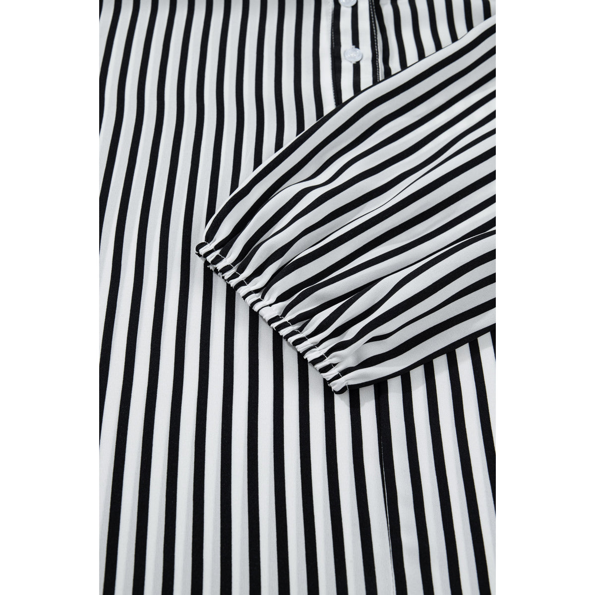 Black Striped Relaxed Half-Sleeve Shirt in Black Stripe - sleeve detail