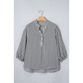 Black Striped Relaxed Half-Sleeve Shirt in Black Stripe - front view