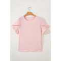 Light Pink Ruffle-Sleeve Everyday Blouse in Light Pink - front view
