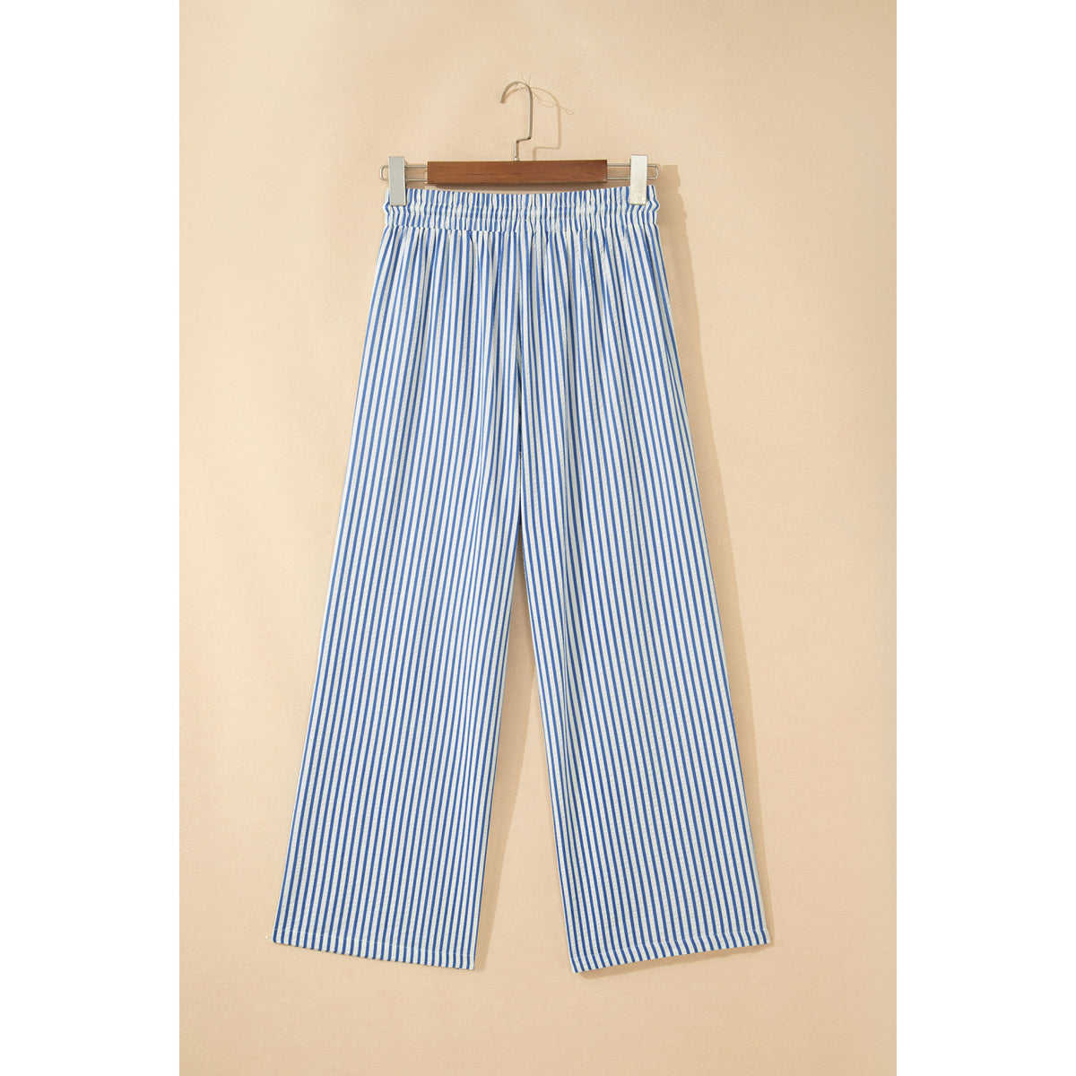 Blue Striped Drawstring Ankle Pants in Blue Stripe - back view