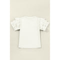 White Cotton-Blend Tulle Ruffle-Sleeve Top in White - front flat-lay view