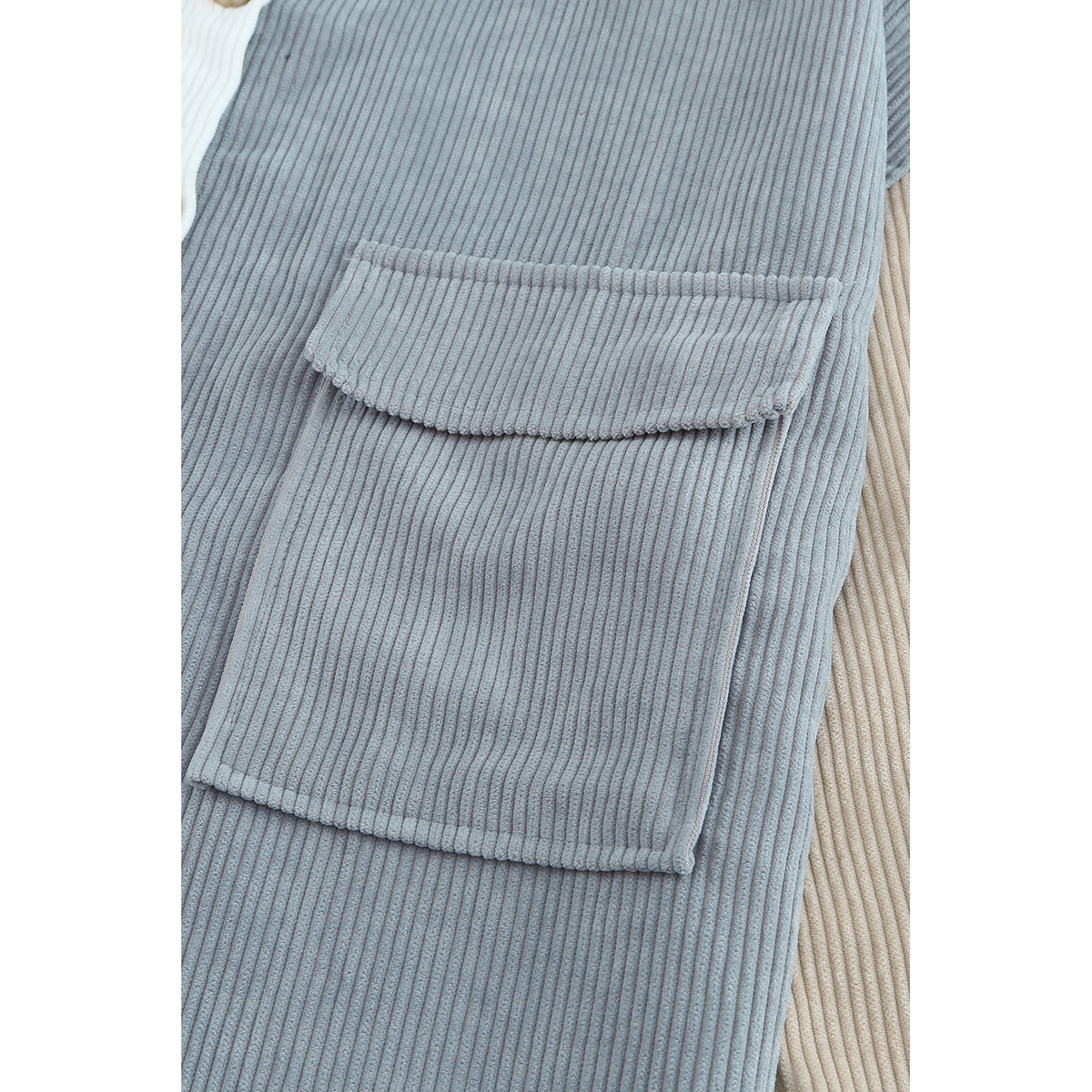 White Colorblock Button Shirt with Chest Pockets in White - pocket detail