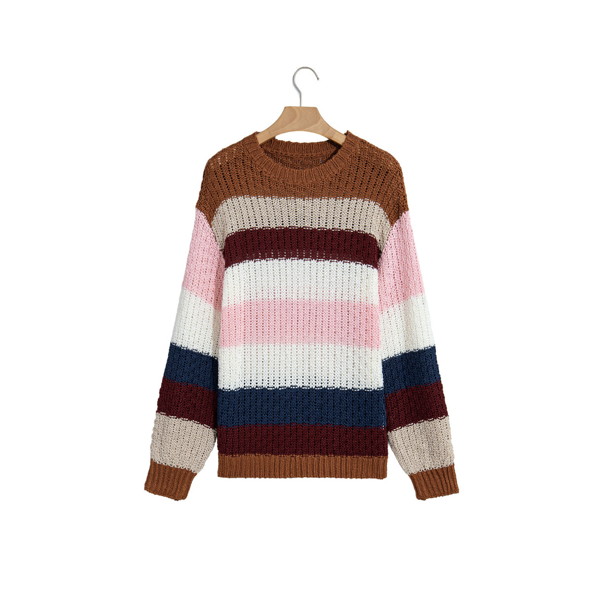 Multicolor Chunky Stripe Crew-Neck Sweater in Multicolour - front view